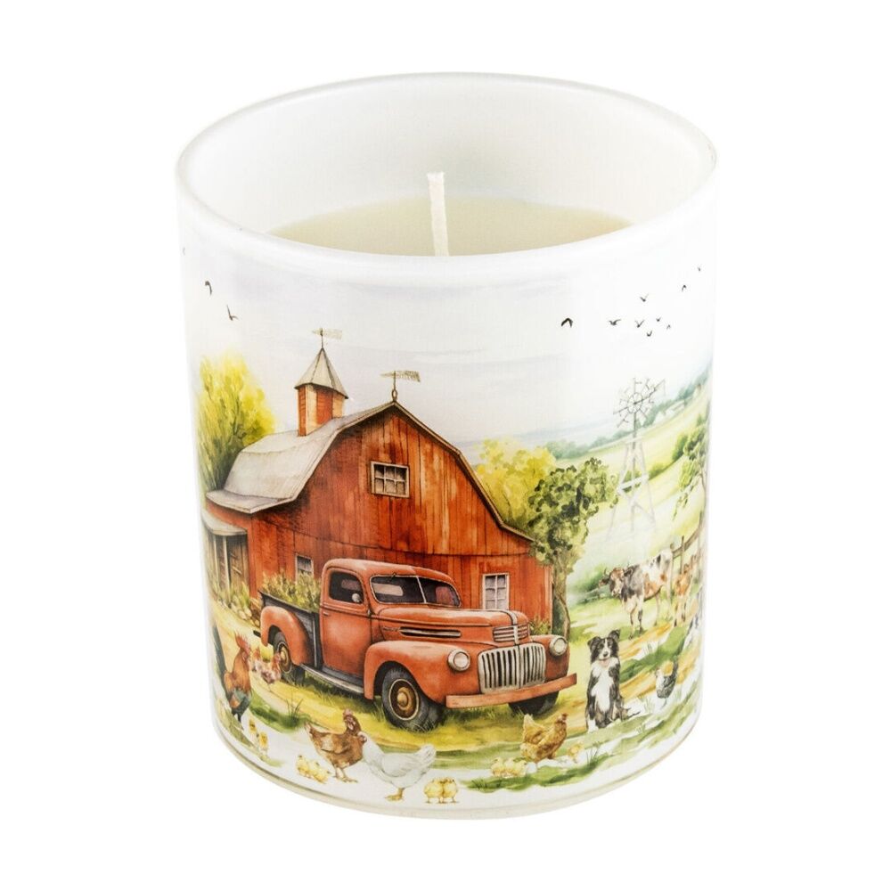 2PK LMD Country Life Glass 45hr Candle w/Tassel/Lid Home Decor 300g - Red Truck