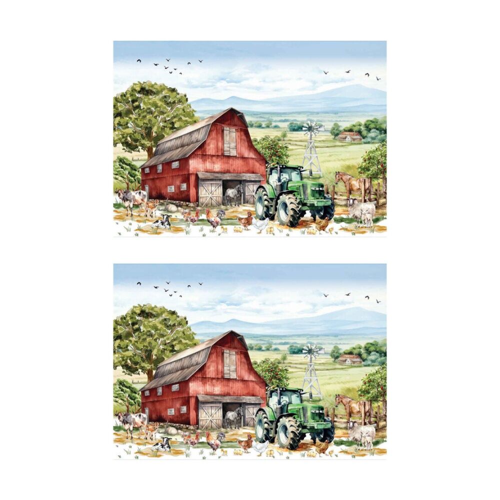 2PK LMD Country Life Cotton Tea Towel Rectangular 50x70cm