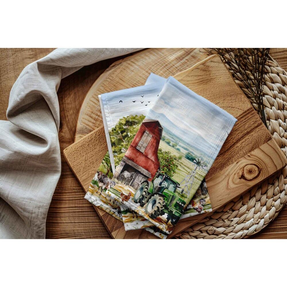 2PK LMD Country Life Cotton Tea Towel Rectangular 50x70cm
