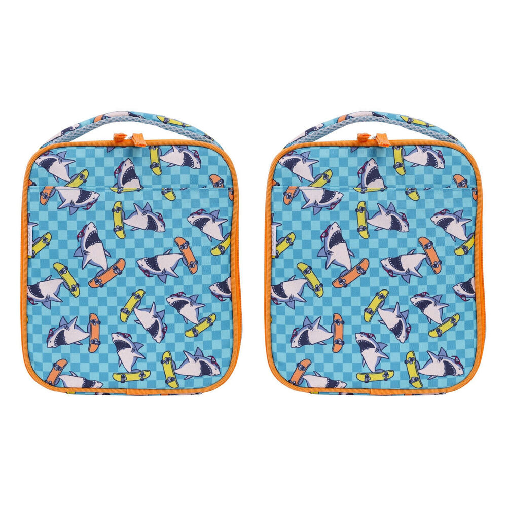 2PK Splosh Out & About Shark Kids/Children Insulated Lunch Bag 21x25cm Blue