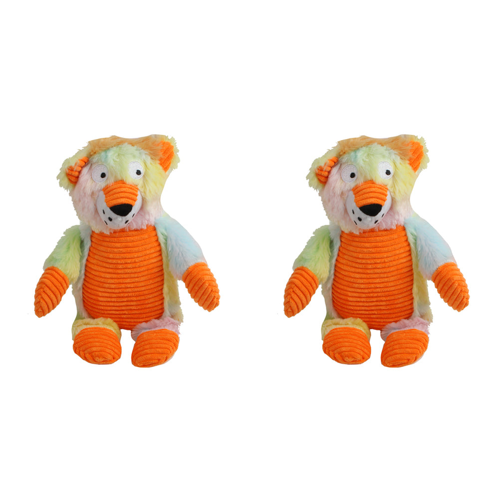 2x Pro Pet 30cm Squeaky Plush Lion Dog Toy Play - Yellow