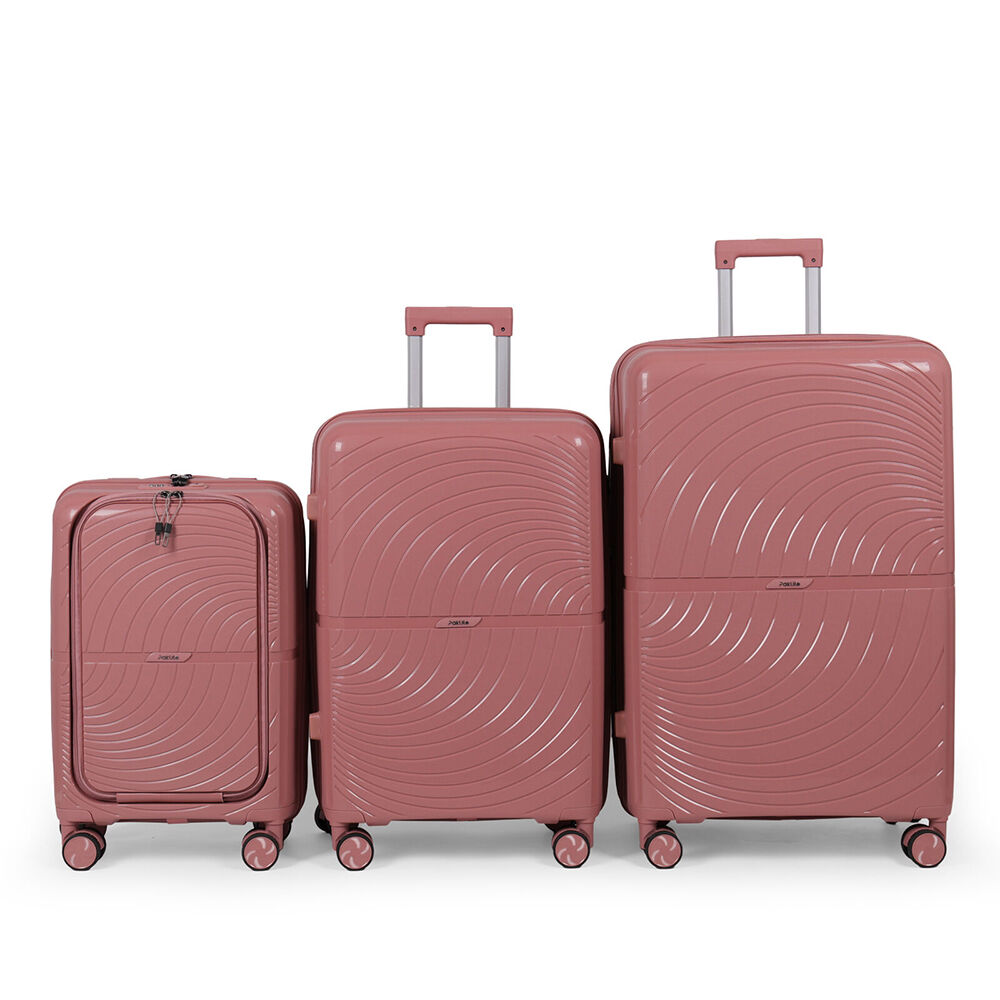 3pc Paklite Solar Travel Luggage Set Suitcase Lightweight Expandable Pink