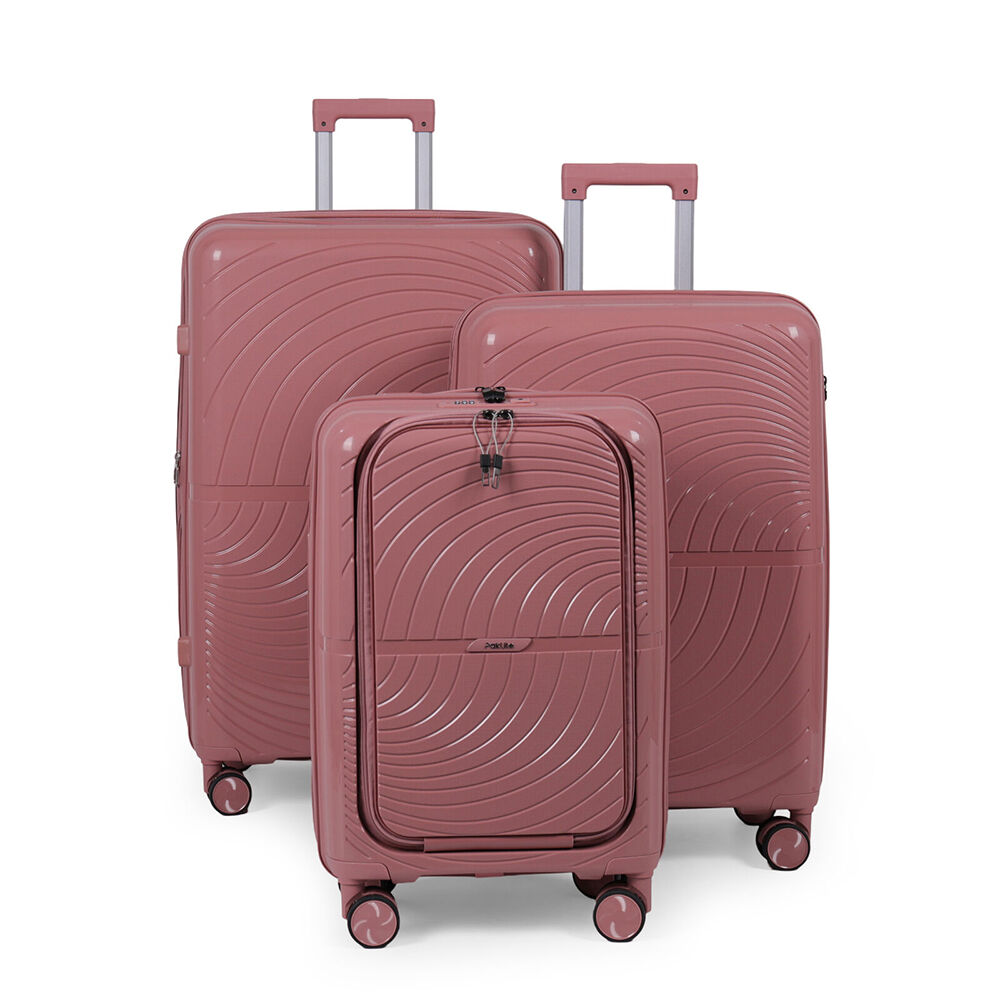 3pc Paklite Solar Travel Luggage Set Suitcase Lightweight Expandable Pink