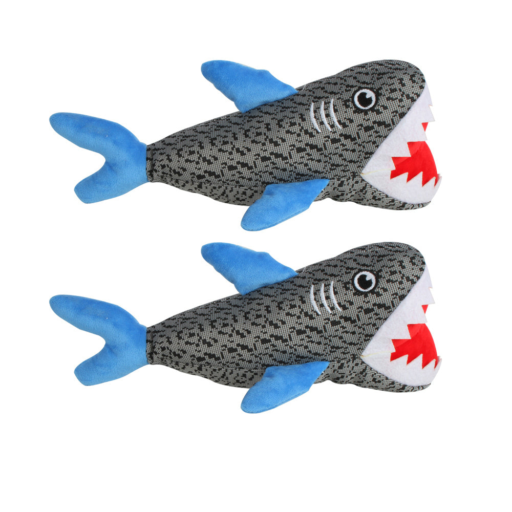 2PK Pro Pet Max Shark Pet Plush Interactive Play Fun Toy 33cm