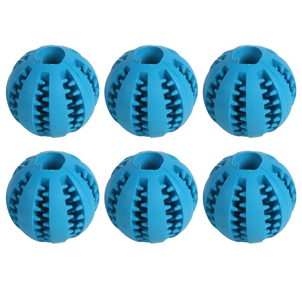 6PK Pro Pet Max Hide Treats Chew Rubber Ball Toy Blue 5.3cm