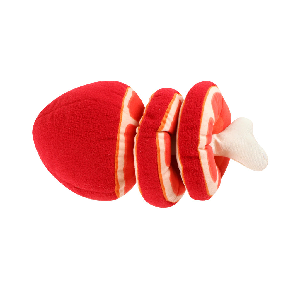 2x Pro Pet 23x12cm Meat Joint Plush w/ Squeaker Dog Toy - Red