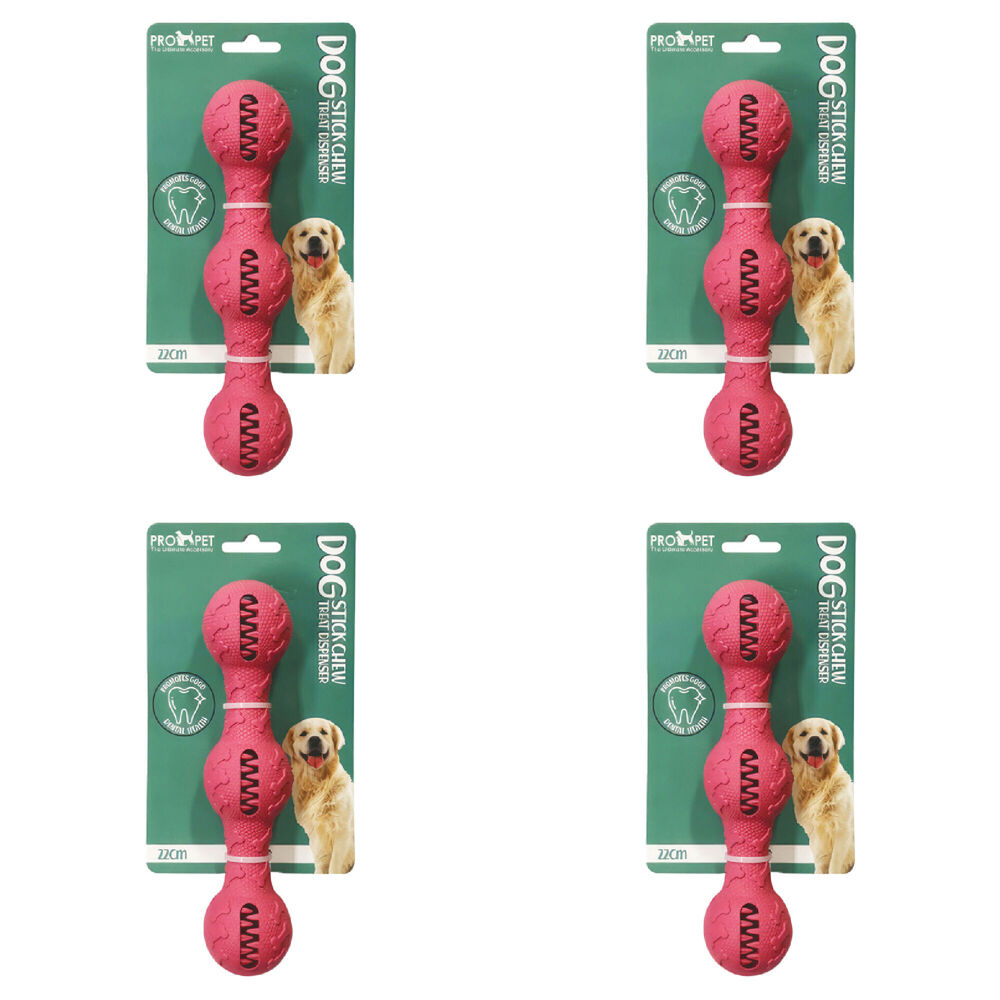4PK Pro Pet Care Stick Chew Treat Dispenser Teeth Cleaning Dog Toy 22cm Assorted