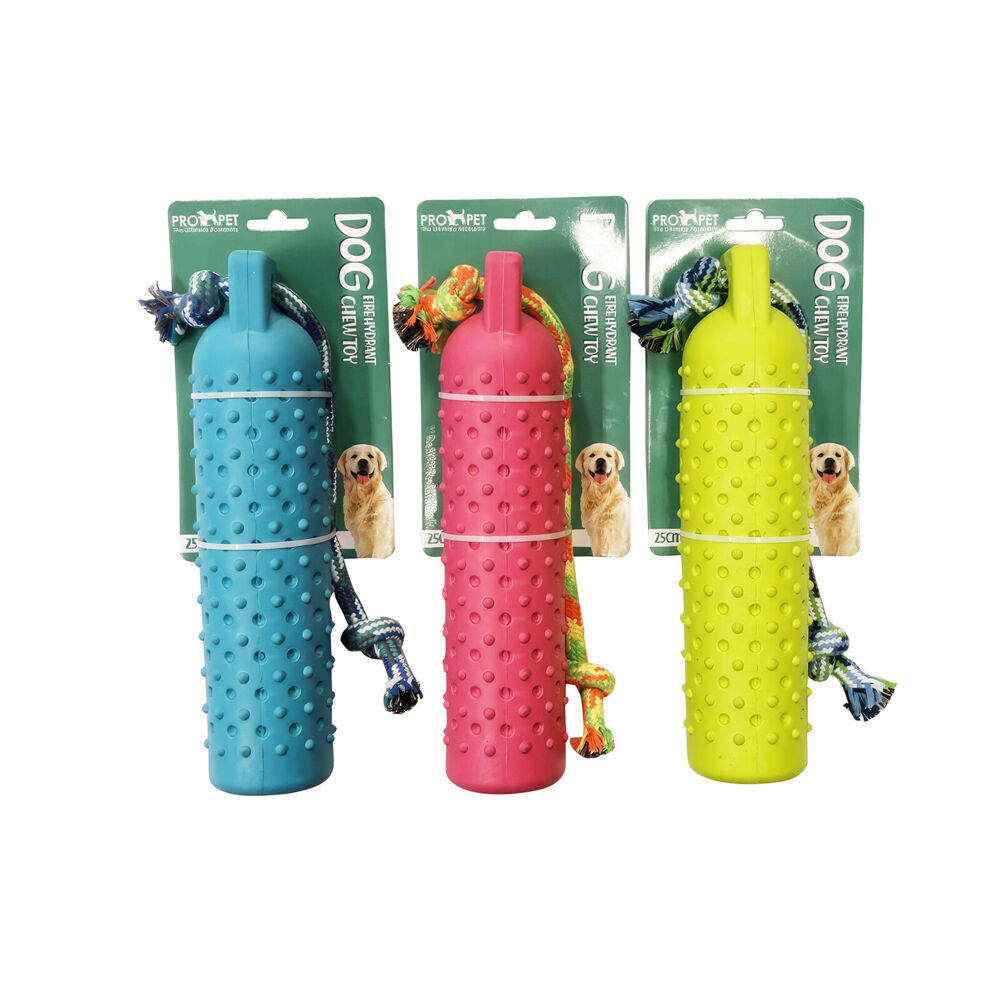 2PK Pro Pet Care Fire Hydrant Chew Dog Toy With Rope 52cm Assorted