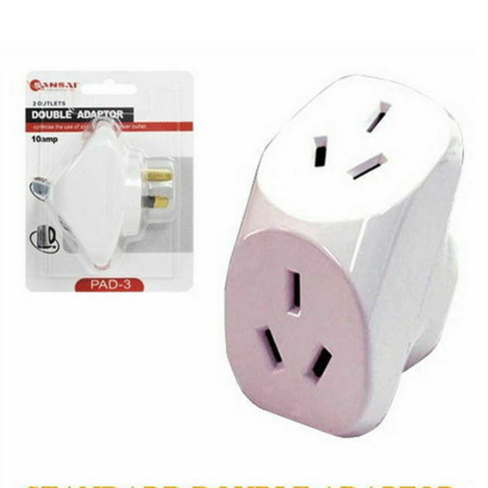 Sansai 10A Double Adapter Outlet Splitter