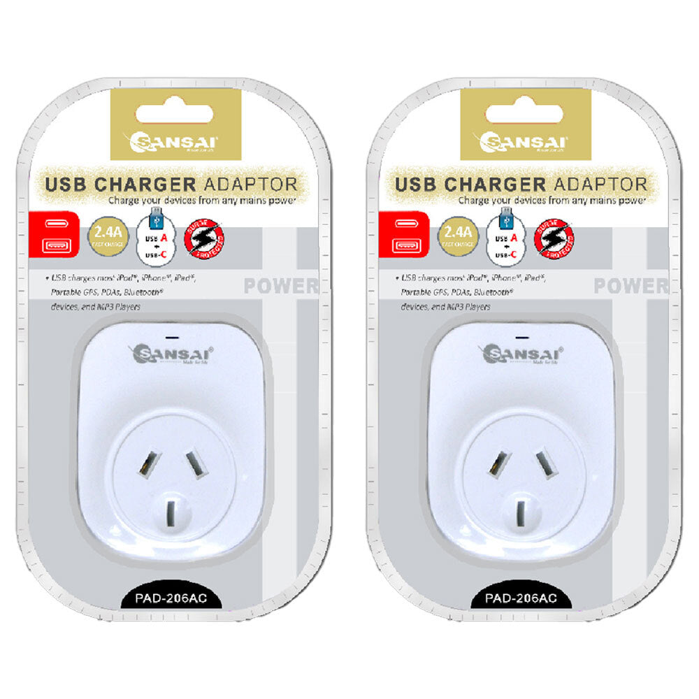 2PK Sansai Wall Charger 22.5W USB-C + A 11x7 cm Assorted