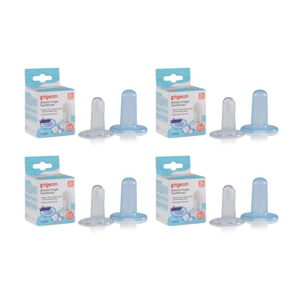 4PK Pigeon Finger Toothbrush Set Silicone Baby Teething 3m+