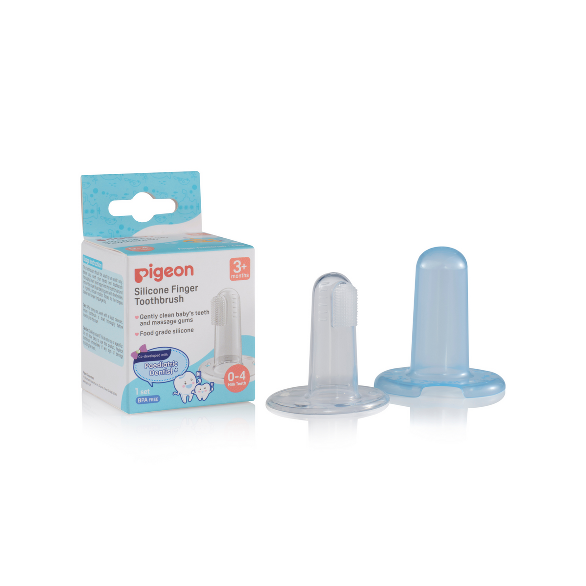 4PK Pigeon Finger Toothbrush Set Silicone Baby Teething 3m+