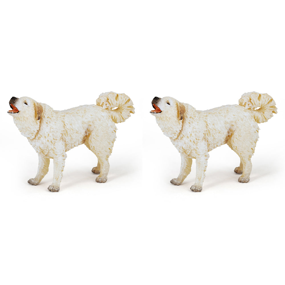2PK Papo France Great Pyrenees Animal Figurine Kids Collectible Toy