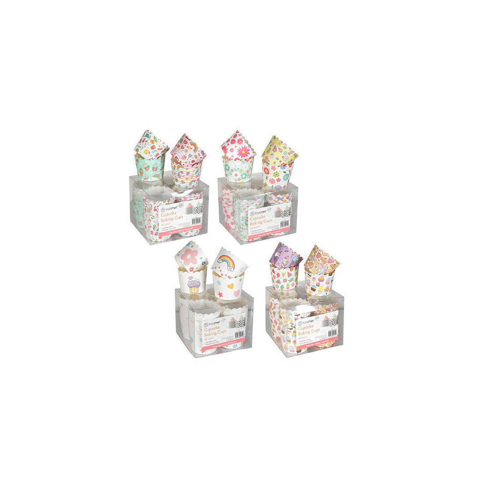 4x 40pc Topchef Cupcakes Baking Liner Cups Box Set 4.5cm Assorted