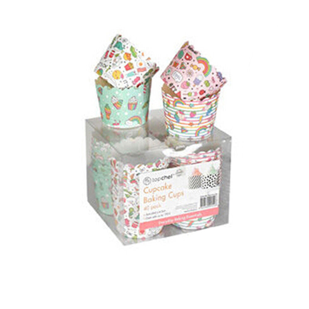 4x 40pc Topchef Cupcakes Baking Liner Cups Box Set 4.5cm Assorted
