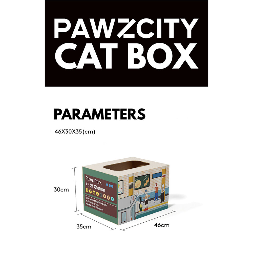 Pawzcity 46cm Cardboard Cat Scratcher House - Beach Vocation