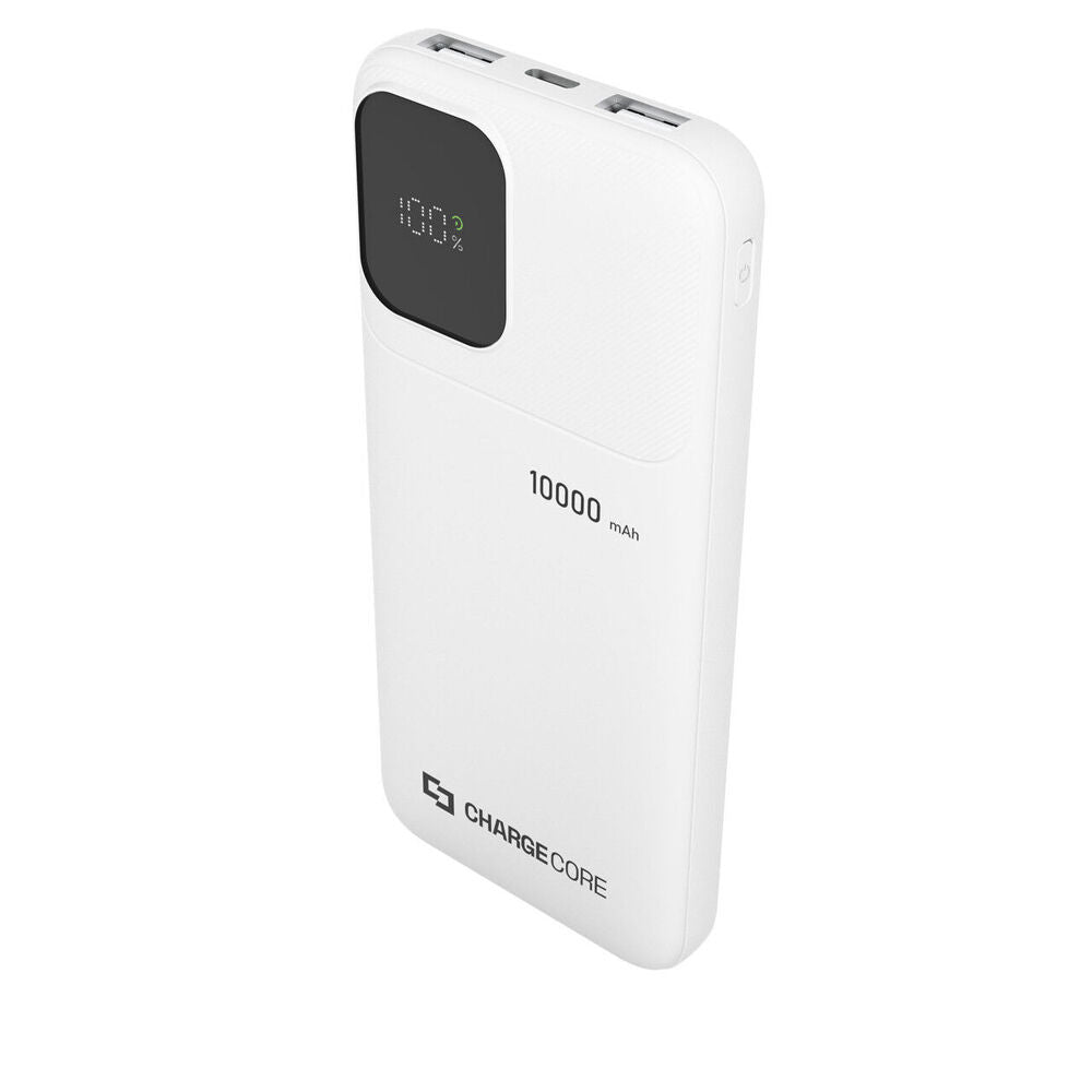 ChargeCore SafeCharge Max Powerbank 10000mAh USB-A to C & 8-Pin White
