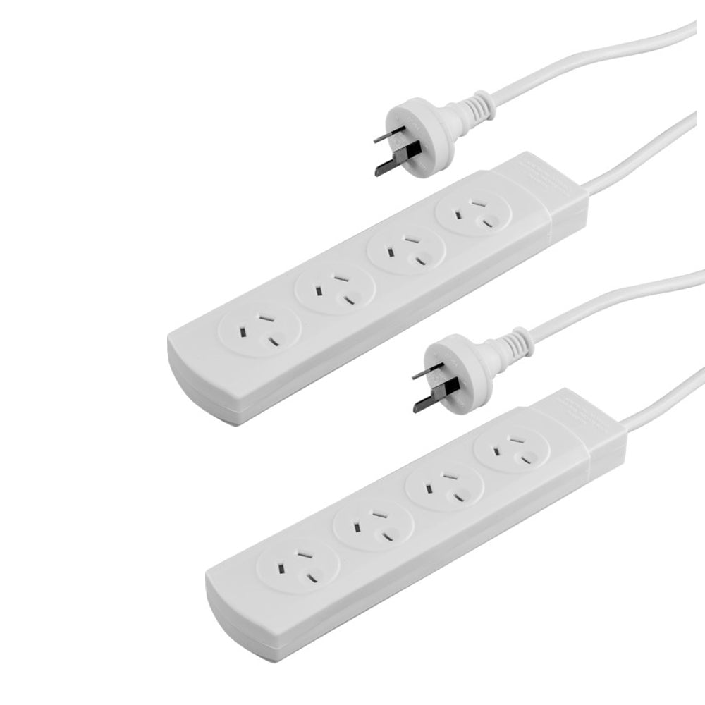 2x 4 WAY POWER BOARD WHITEWITH OVERLOAD PROTECTION
