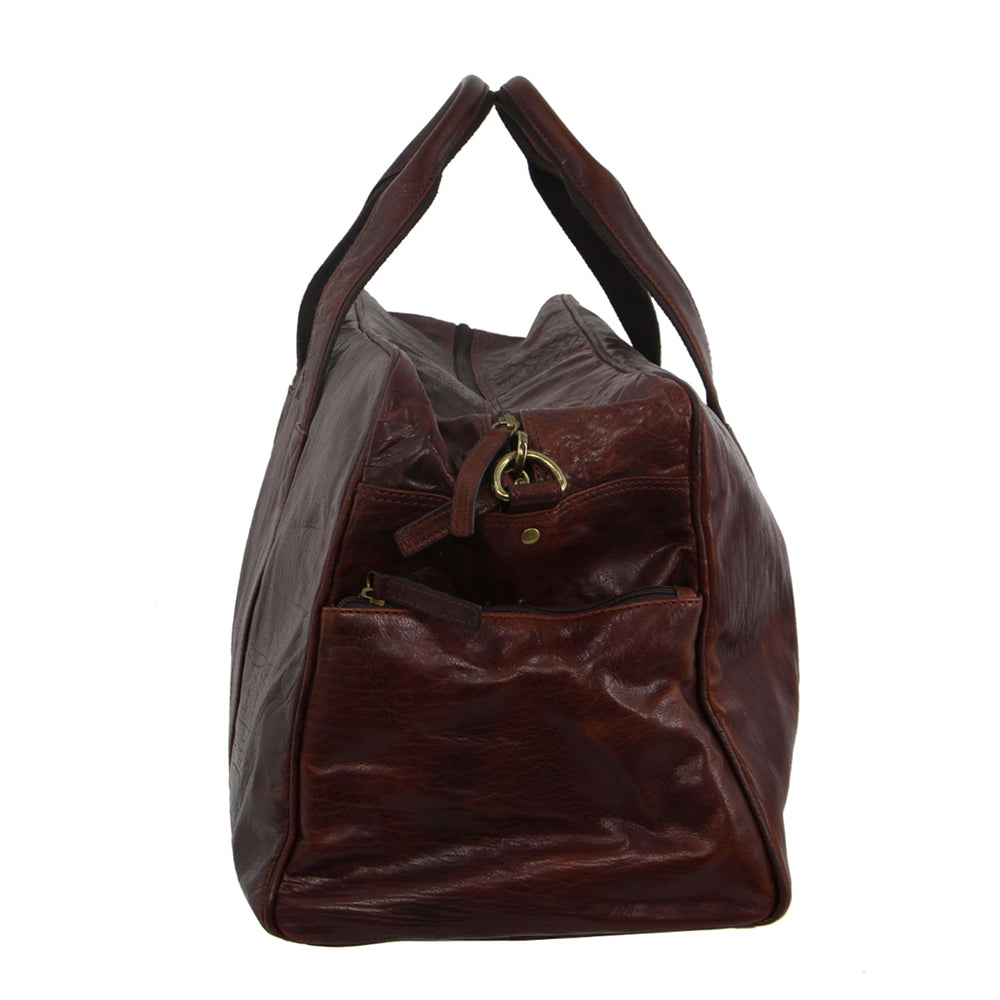 Pierre Cardin Rustic Leather Business/Overnight Bag Chestnut