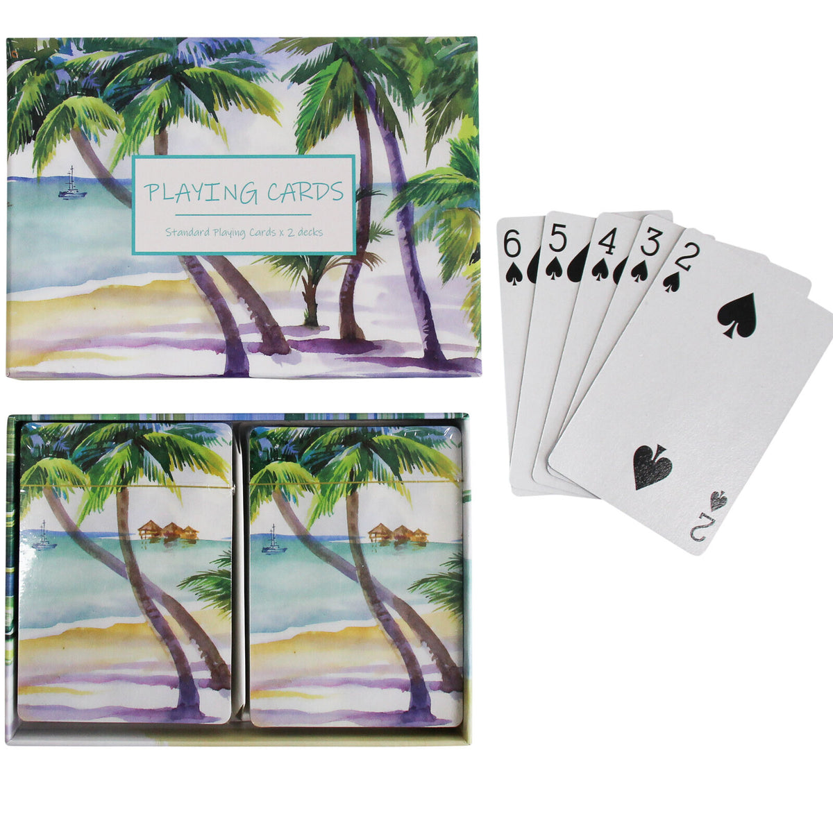 2PK LVD Island 14cm Poker Paper 2-Deck Standard Playing Cards