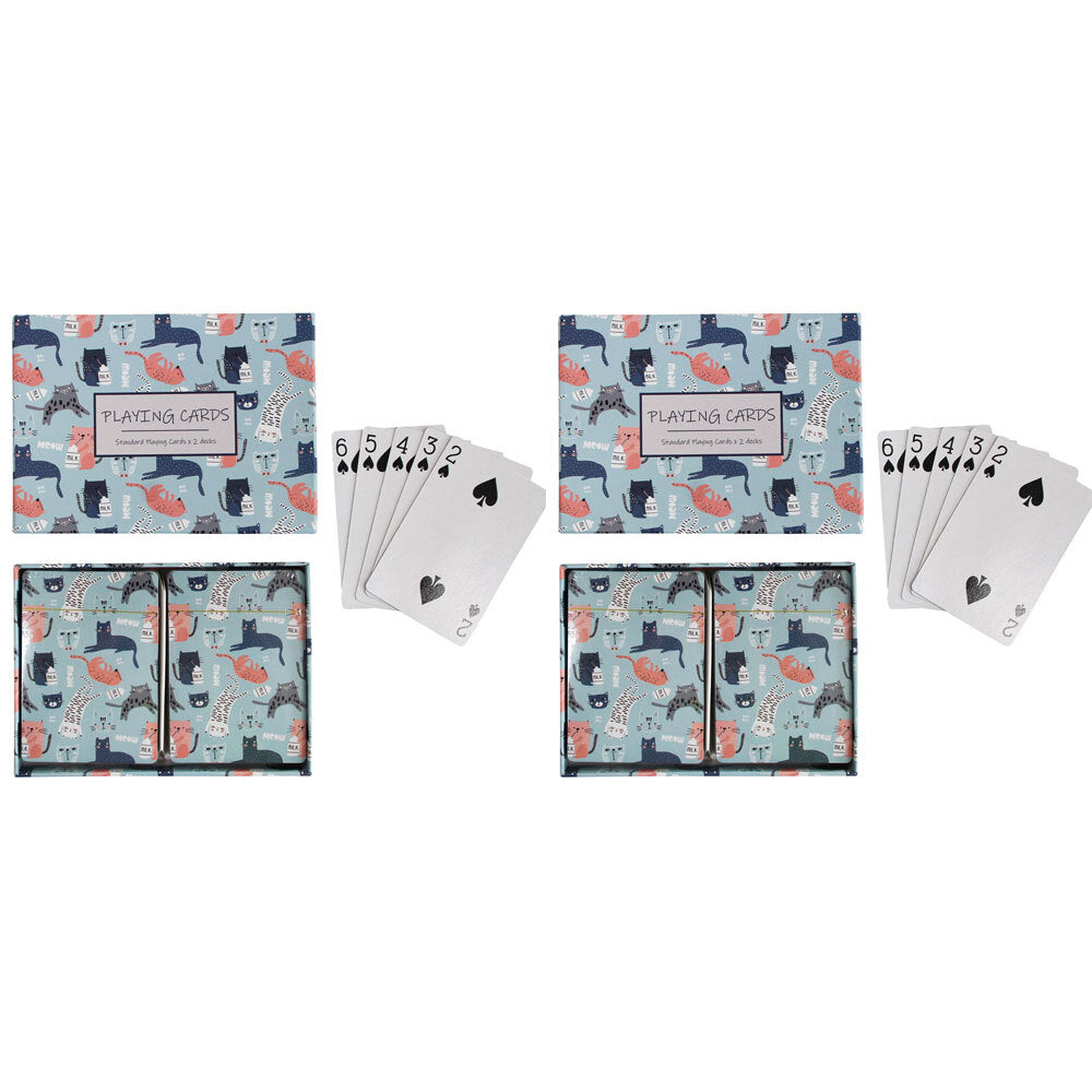 2PK LVD Cat Life Paper Playing Cards 2-Deck Poker Game w/ Box