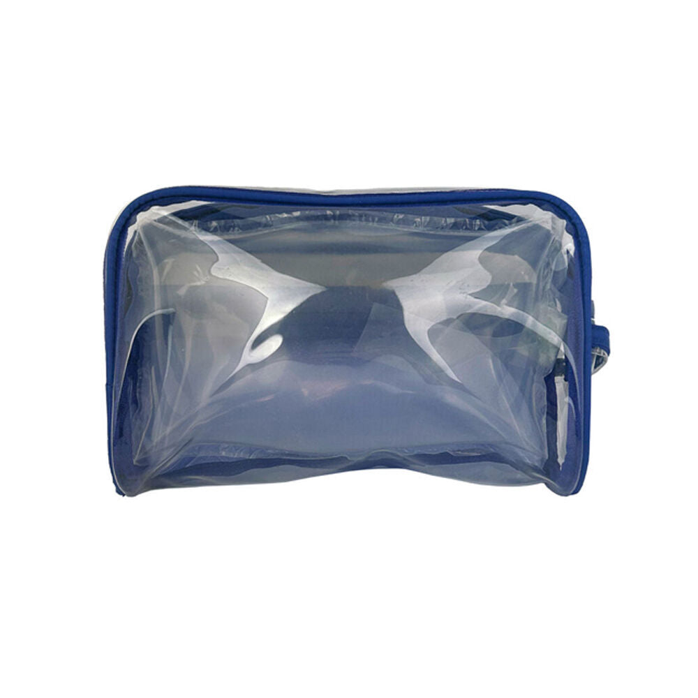 2PK Frankie & Me Women's Clear Zip Makeup Cosmetics Toiletry Bag 20x14cm Blue