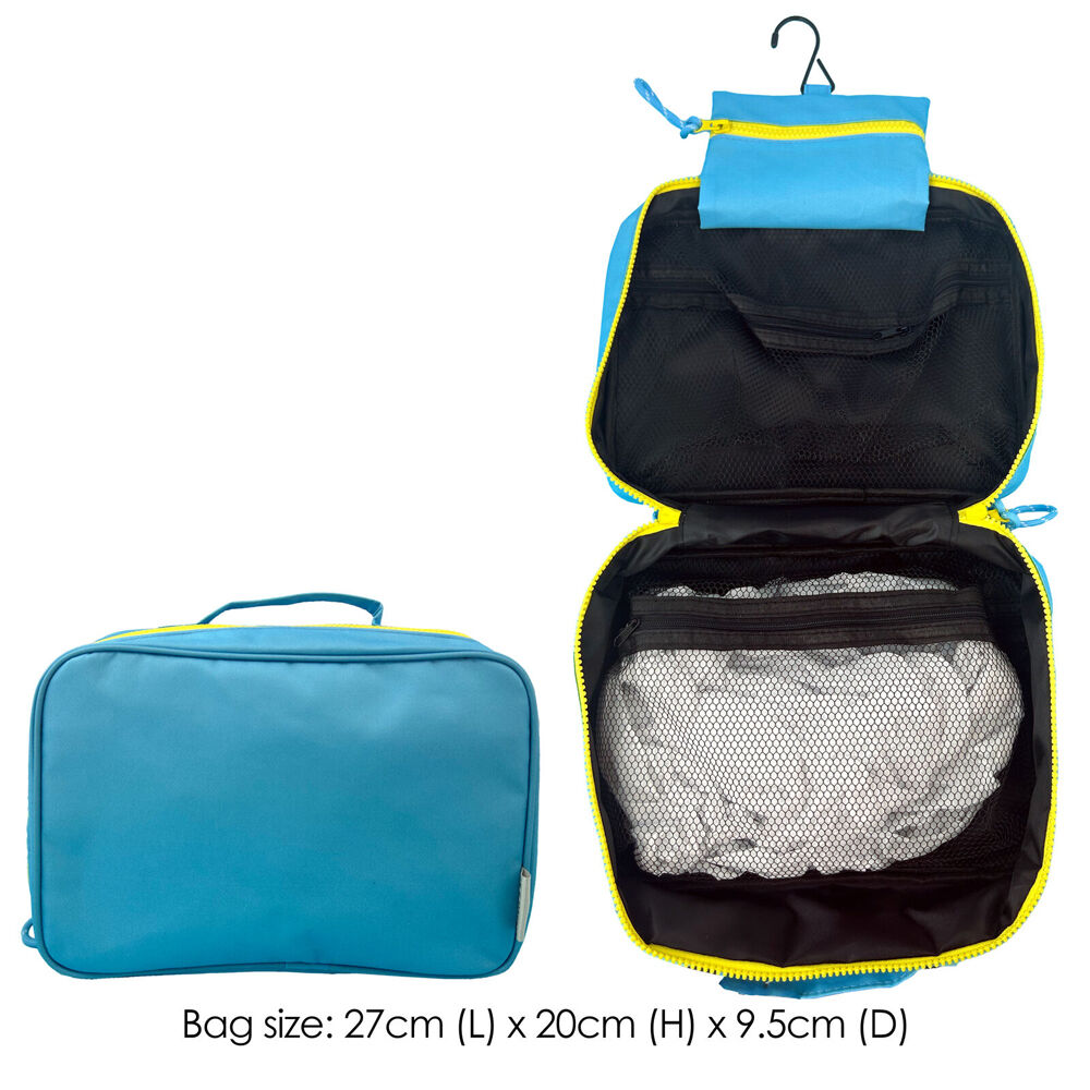Frankie & Me Women's Zip Makeup Cosmetics Hanging Travel Toiletry Bag 27cm Blue