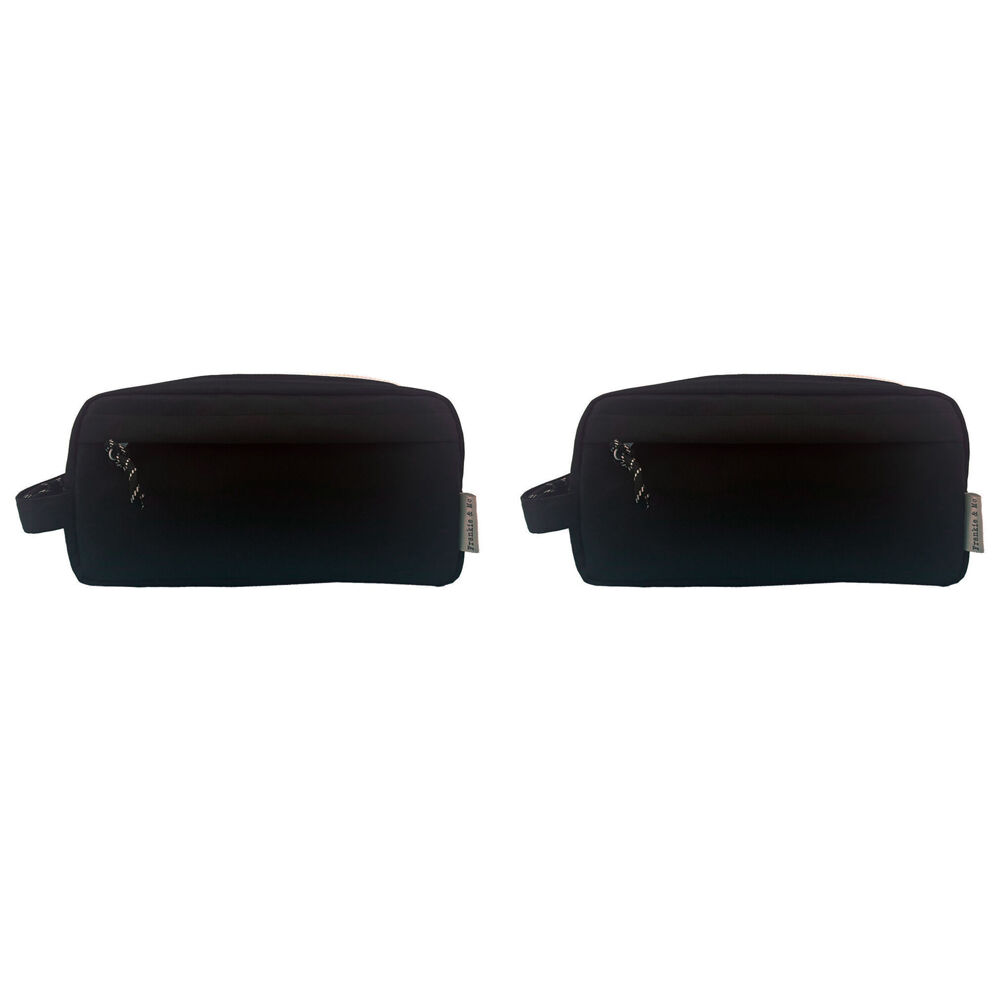 2PK Frankie & Me Women's Rectangular Zip Makeup Cosmetics Toiletry Bag 25x13cm Black