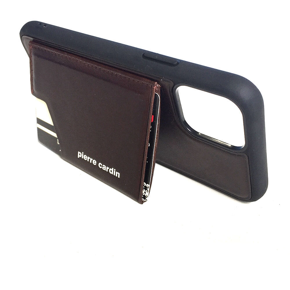 Pierre Cardin Leather Wallet Case for iPhone 11 Pro - Dark Brown