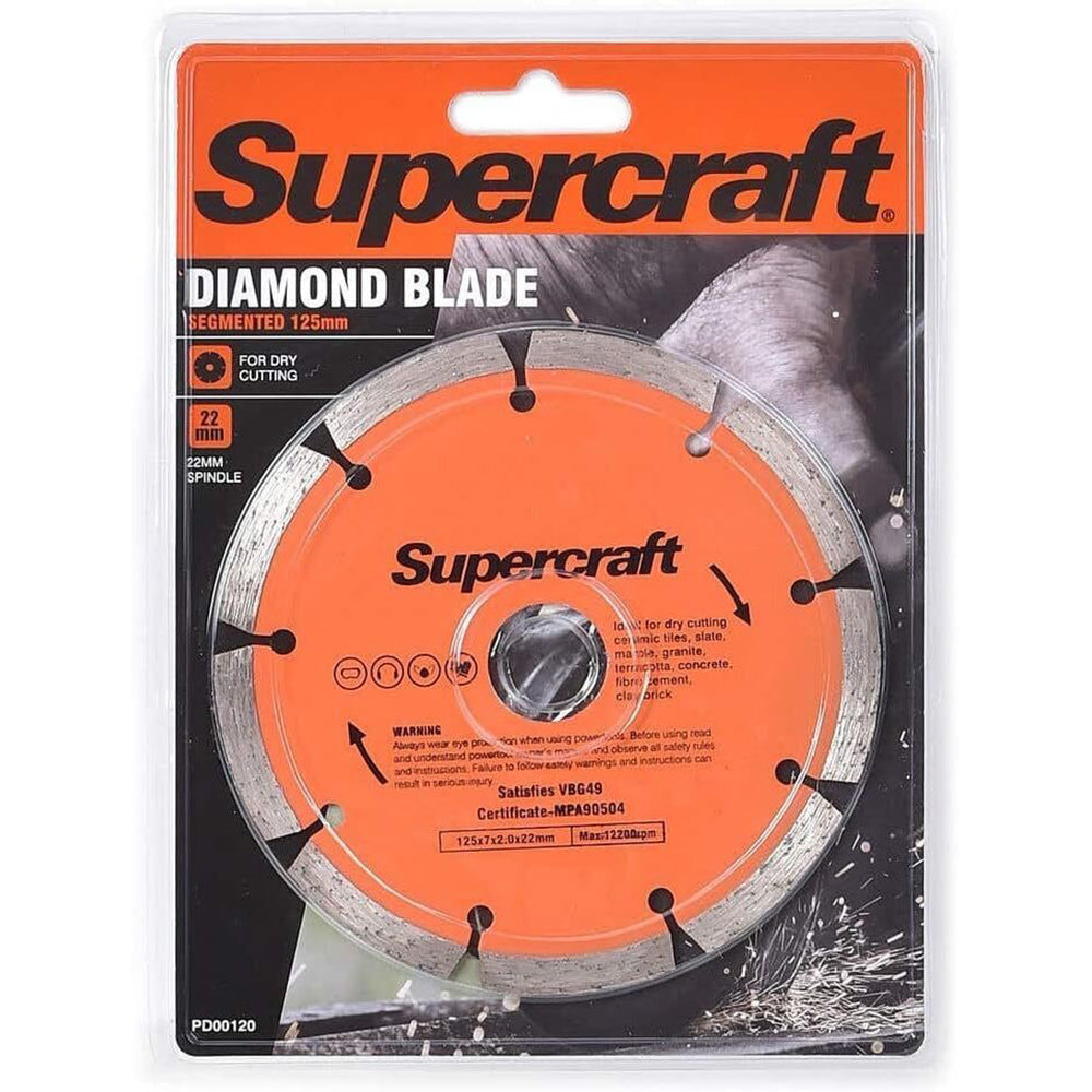2PK Supercraft Dry Cutting 125mm Diamond Blade Segmented Rim For 22mm Spindle