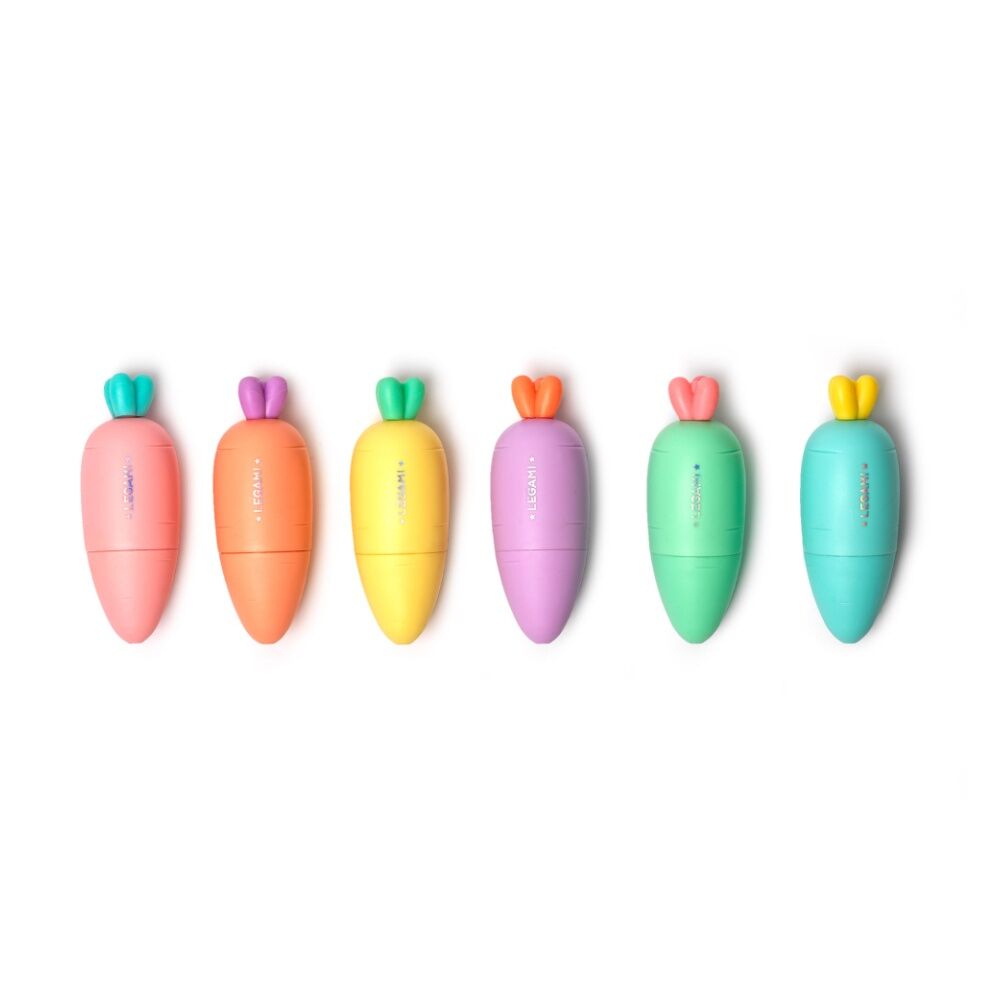 2x 6pc Legami Mini Highlighters Carrot Shaped Coloured Set Fun Stationery