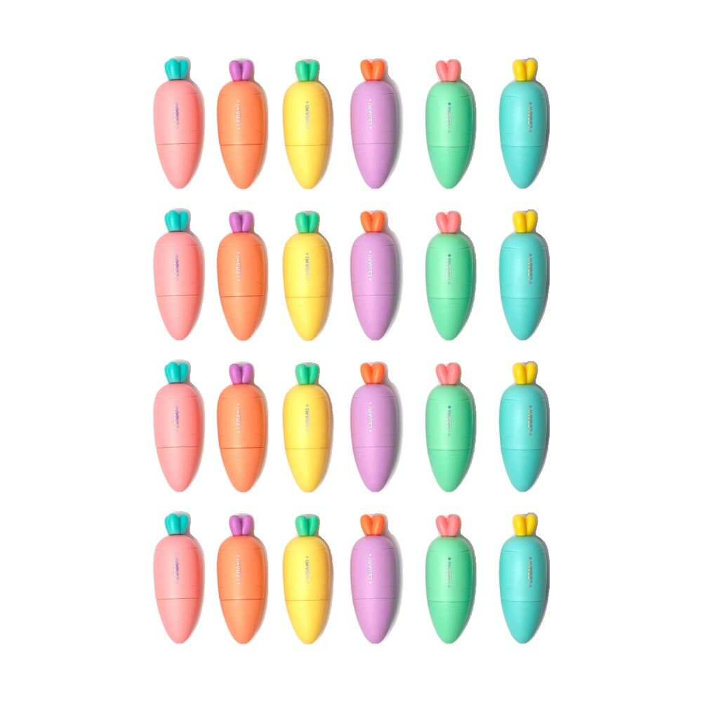 4x 6pc Legami Mini Highlighters Carrot Shaped Coloured Set Fun Stationery