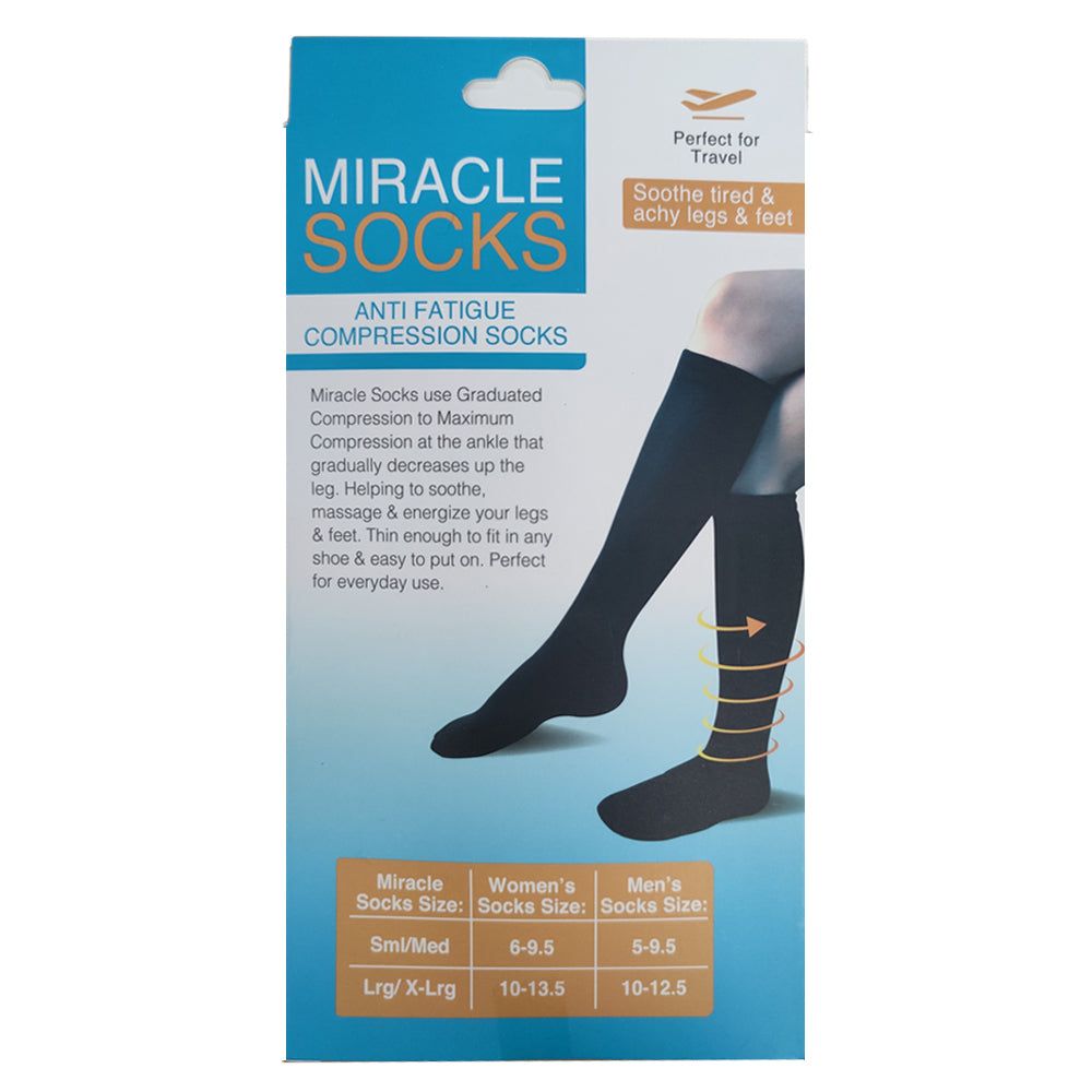 2PK Miracle Anti Fatigue Compression Socks XL Black