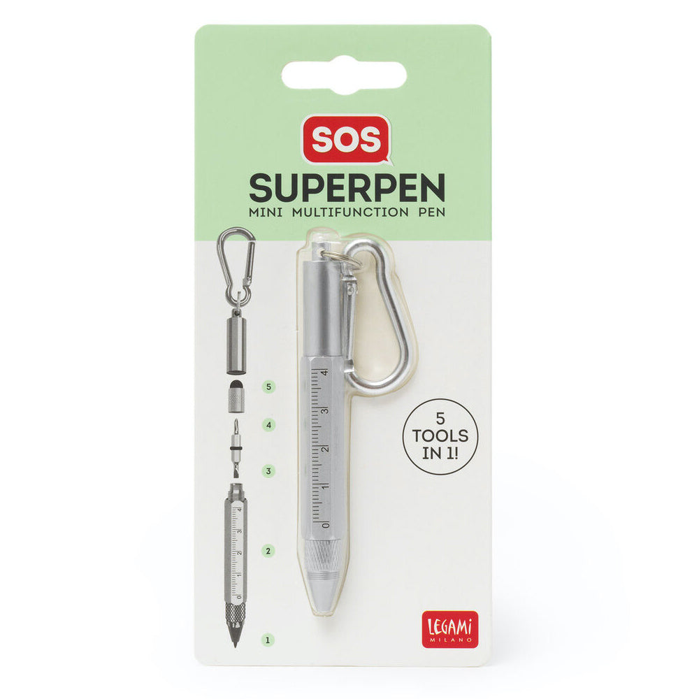 3PK Legami SOS Superpen Mini Multifunction Pen 5-in-1 Tool