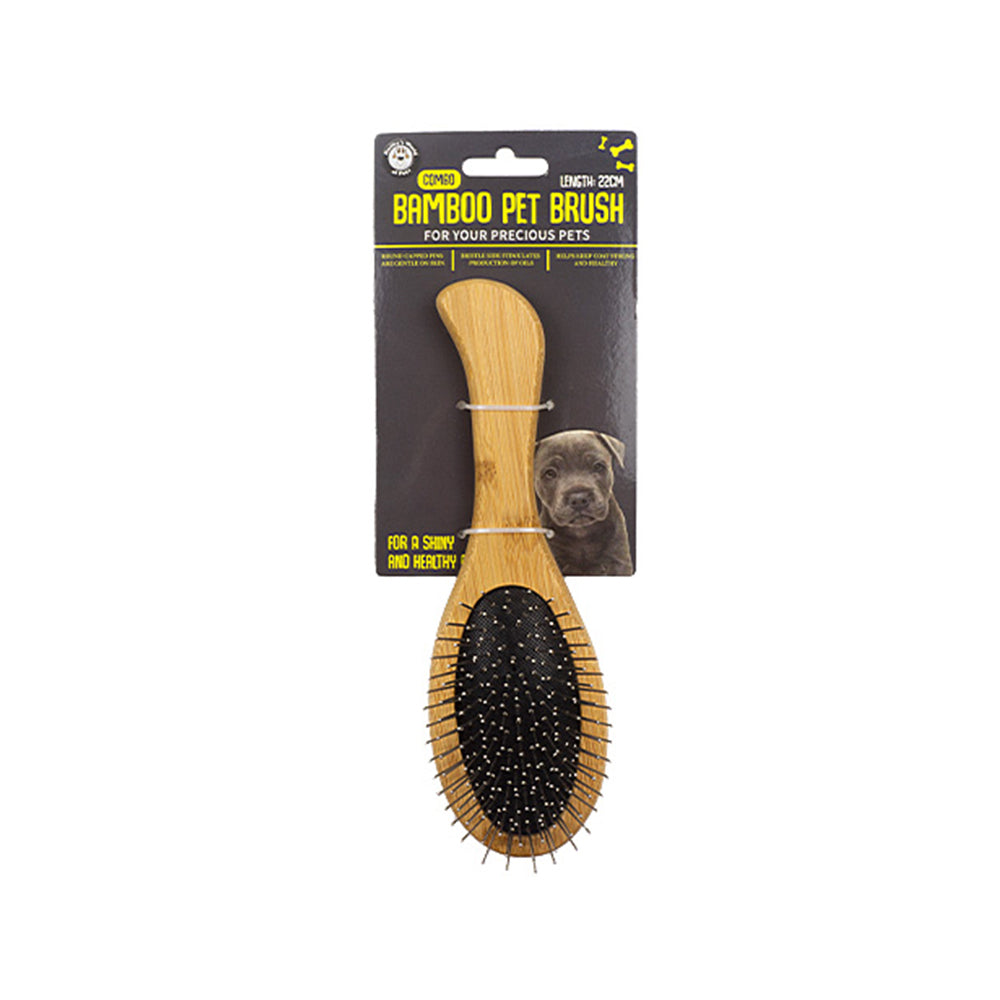 2PK Dudley's World Of Pets Pet Bamboo Dual Brush Pet Care