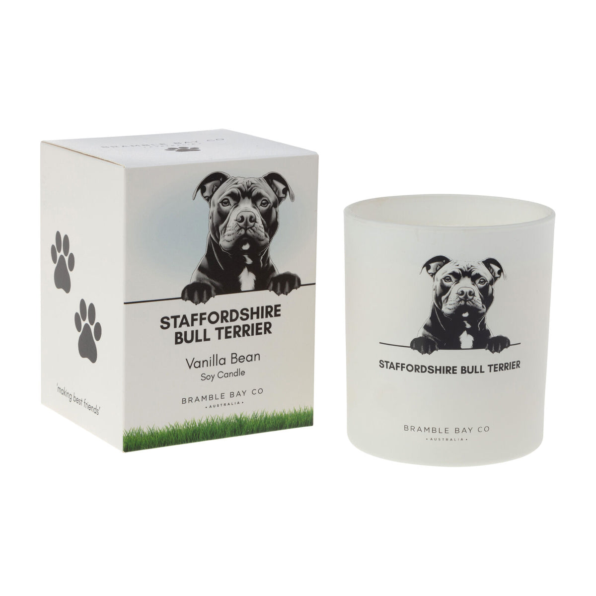 2PK Bramble Bay Staffordshire Bull Terrier Soy Candle Home Fragrance 300g