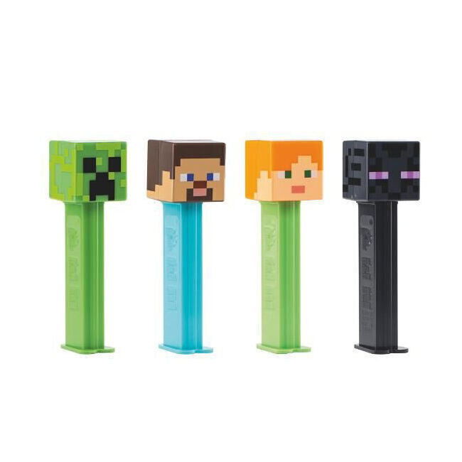 6PK Pez Minecraft Dispenser Flavoured Lollies Assorted 17g Confectionery