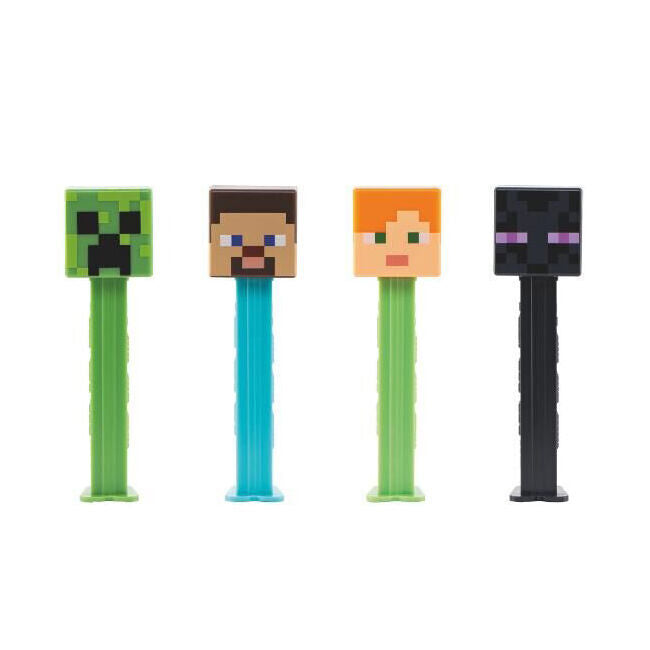6PK Pez Minecraft Dispenser Flavoured Lollies Assorted 17g Confectionery