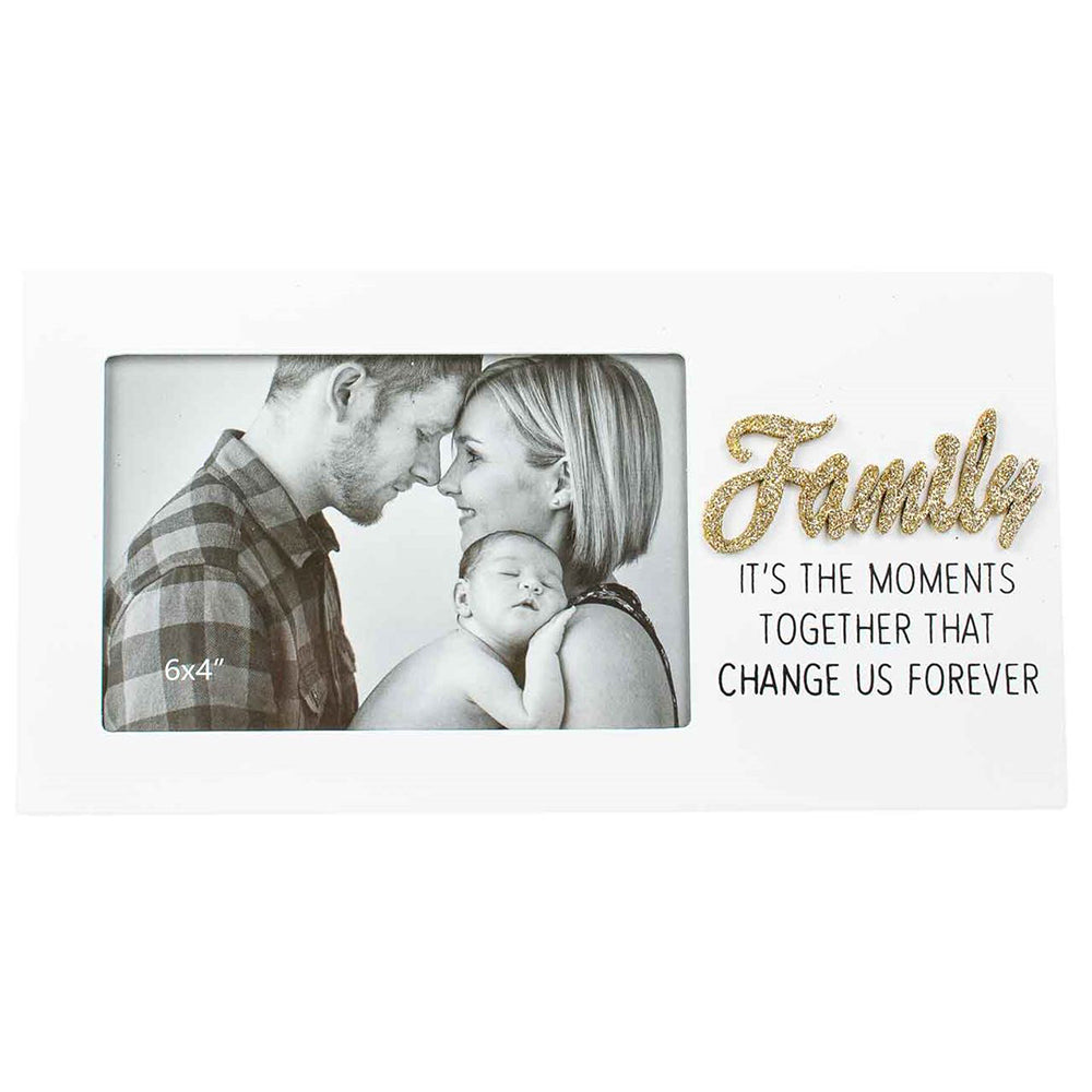 2x Family Gold Glitter Photo Frame 6x4" Keepsake Novelty/Keepsake Photo Frame