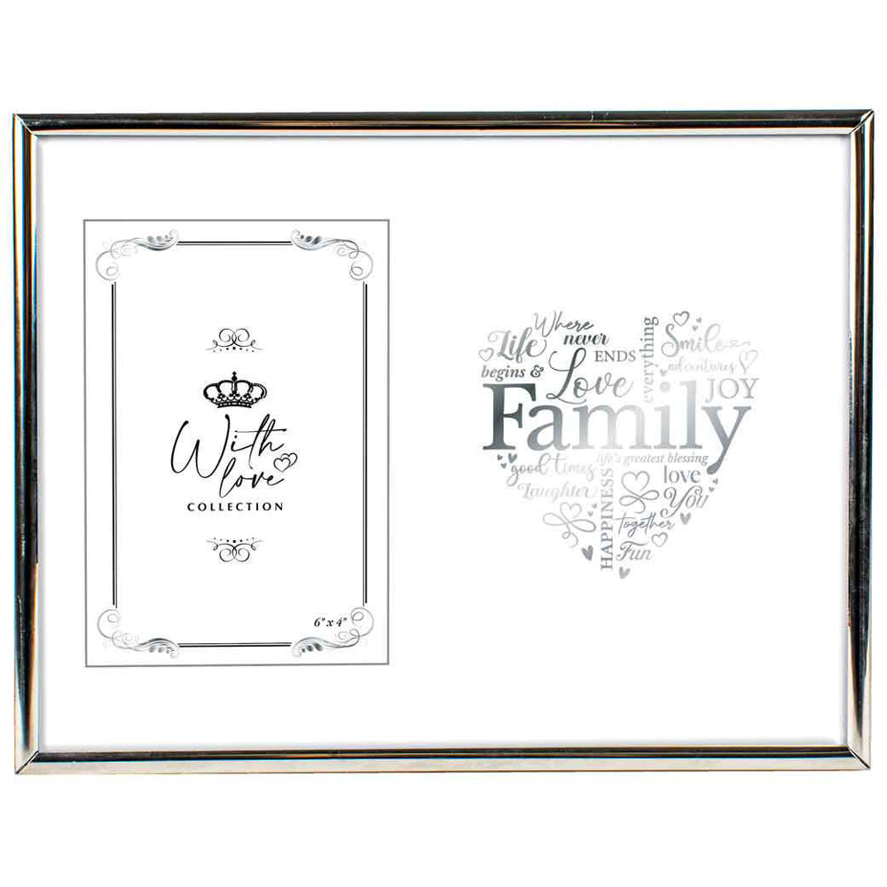 Family Free-Standing 6x4'' Photo Frame Rectangle Silver Edged