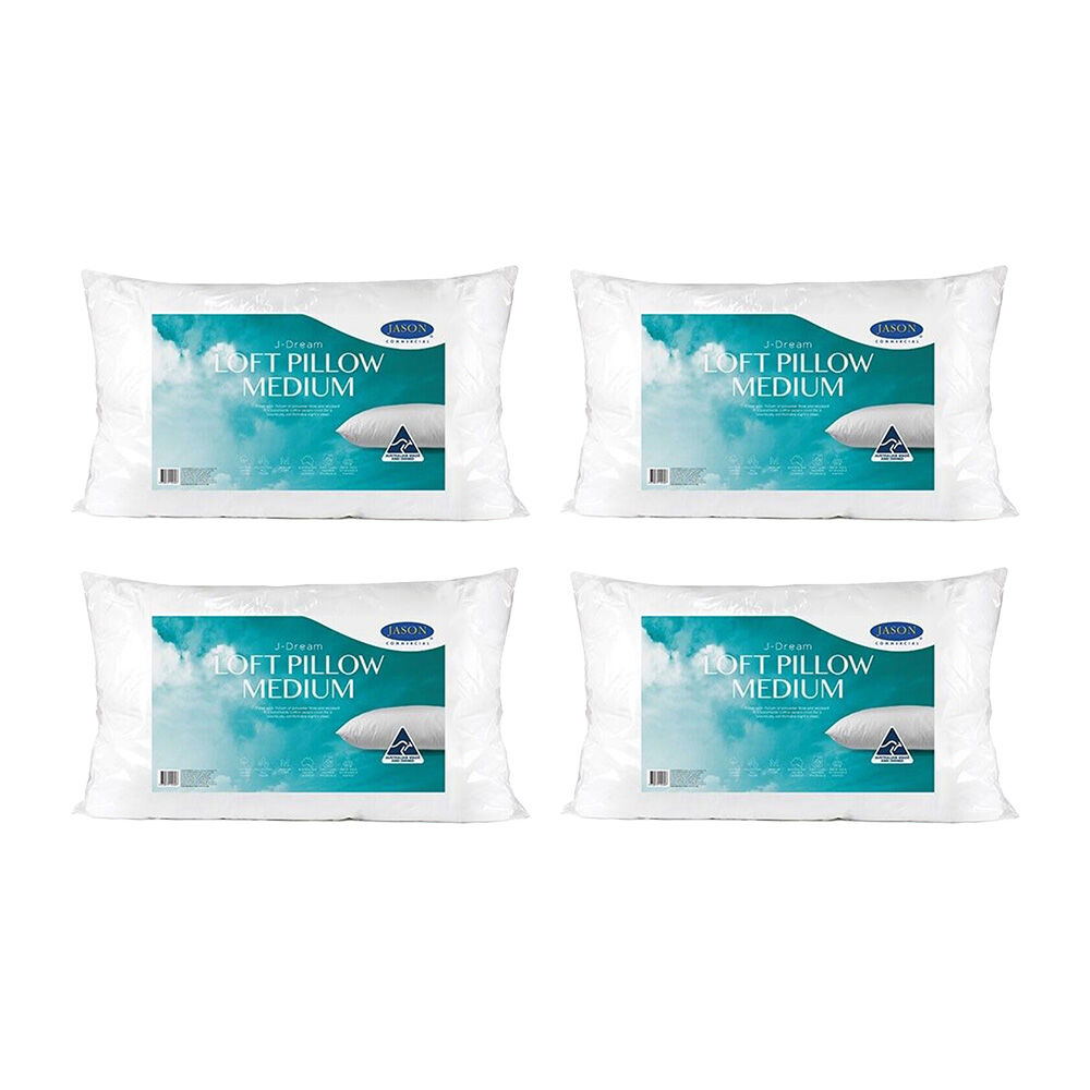 4PK Jason Commercial J-Dream Loft Pillow Medium Standard 48x73cm - White