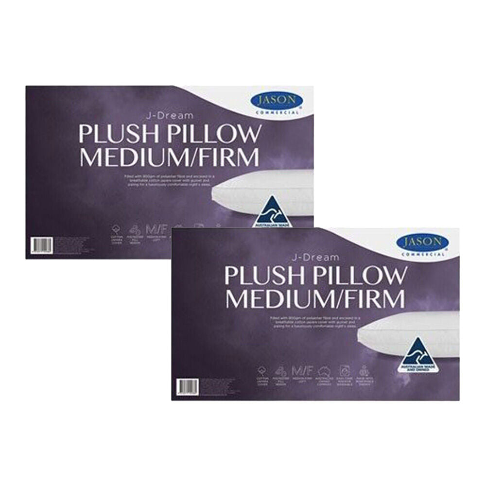 2PK Jason Commercial J-Dream Plush Medium/Firm Gusseted Pillow 48x73cm