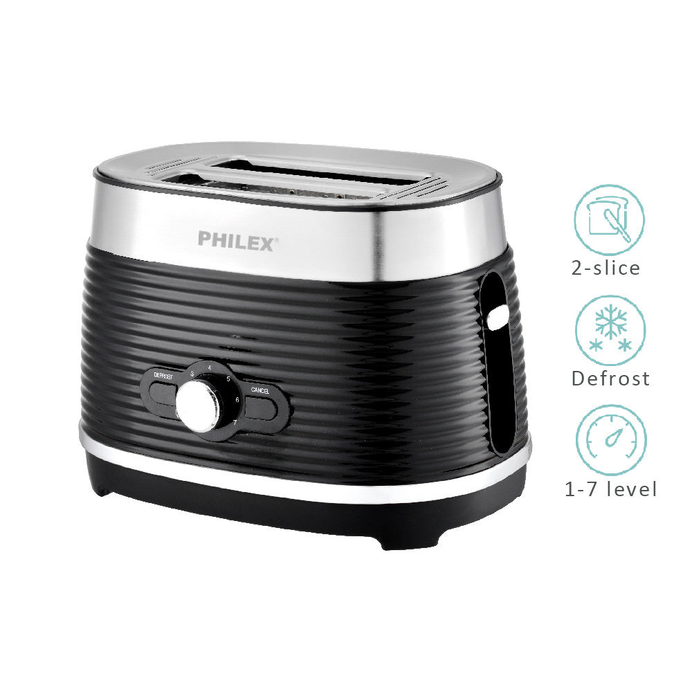 Philex 2-Slice Retro Electric Bread Toaster 815W - Black