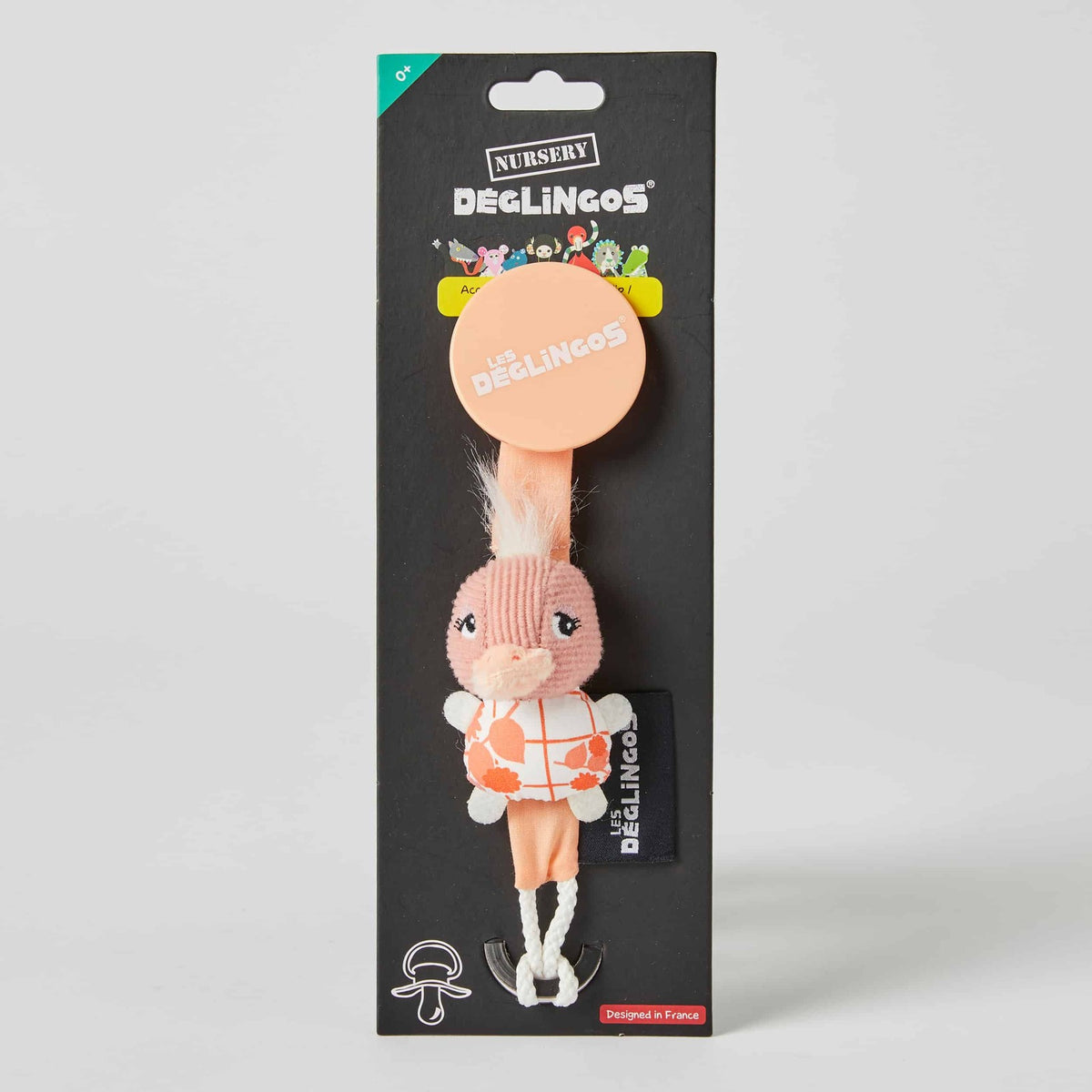 Les Deglingos Baby Pomelos The Ostrich 20cm Dummy Clip