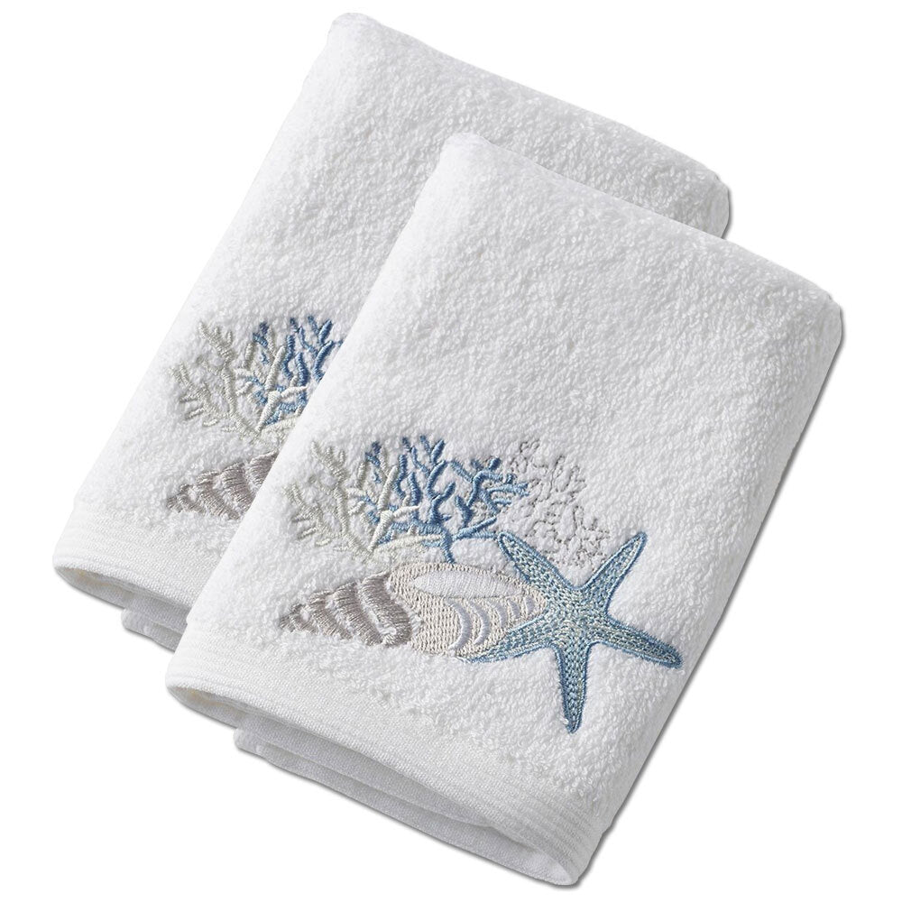 2x Pilbeam Living Seaside 32x32cm Cotton Face Washer - White