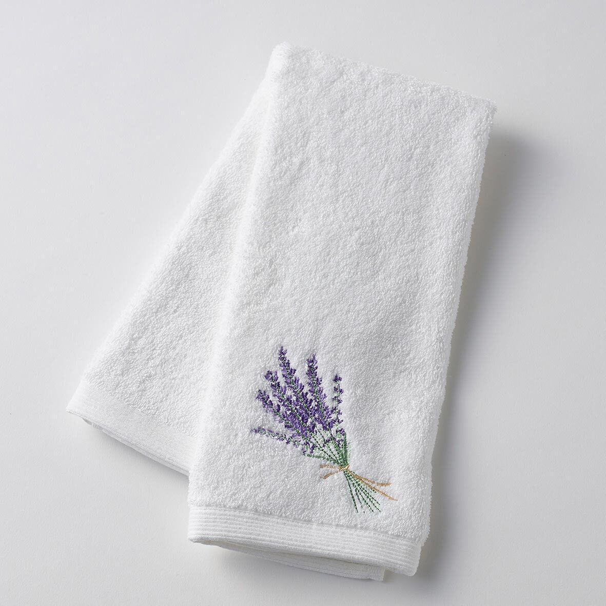 2x Pilbeam Living Lavender Bouquet 42x65cm Cotton Hand Towel - White