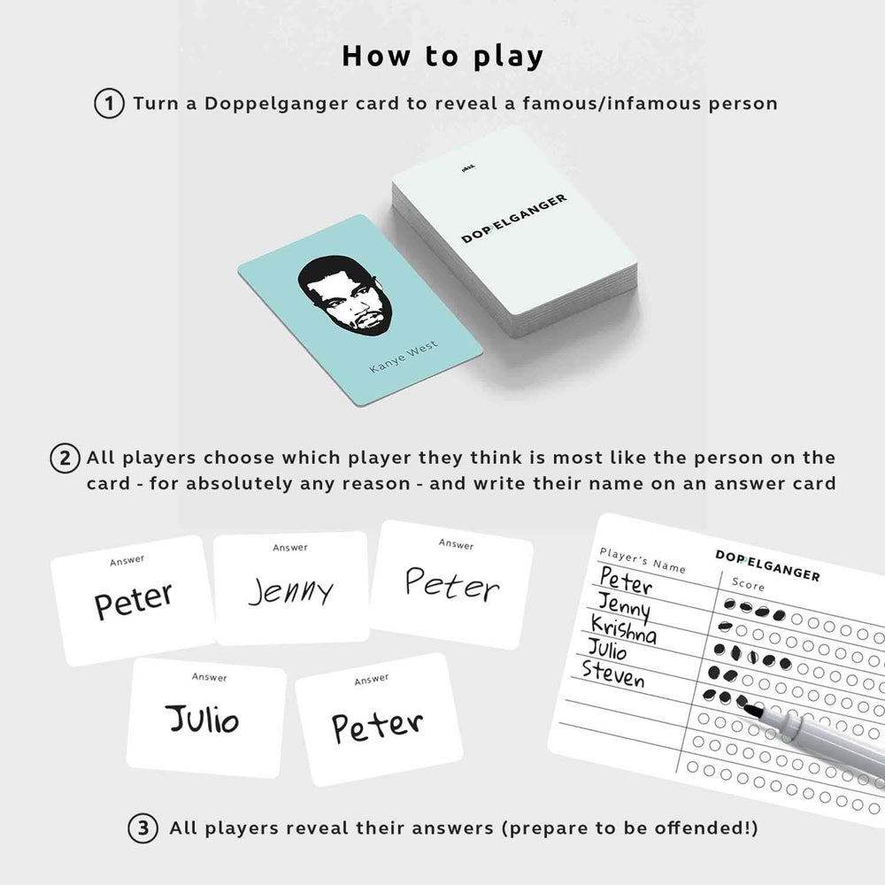 Pikkii Doppelganger Famous/Infamous Card Game 14y+