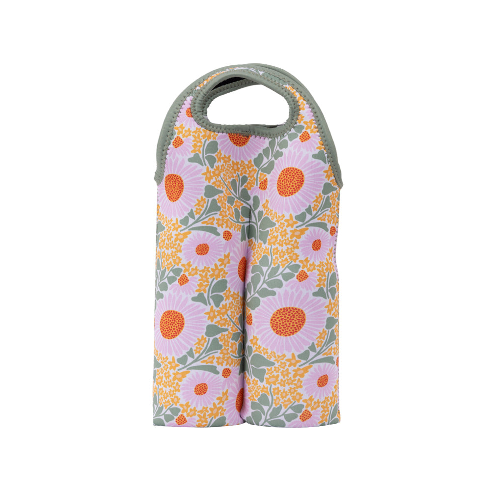 3PK Splosh Picnic Spring Floral Wine Cooler Insulated Bag 23x37cm