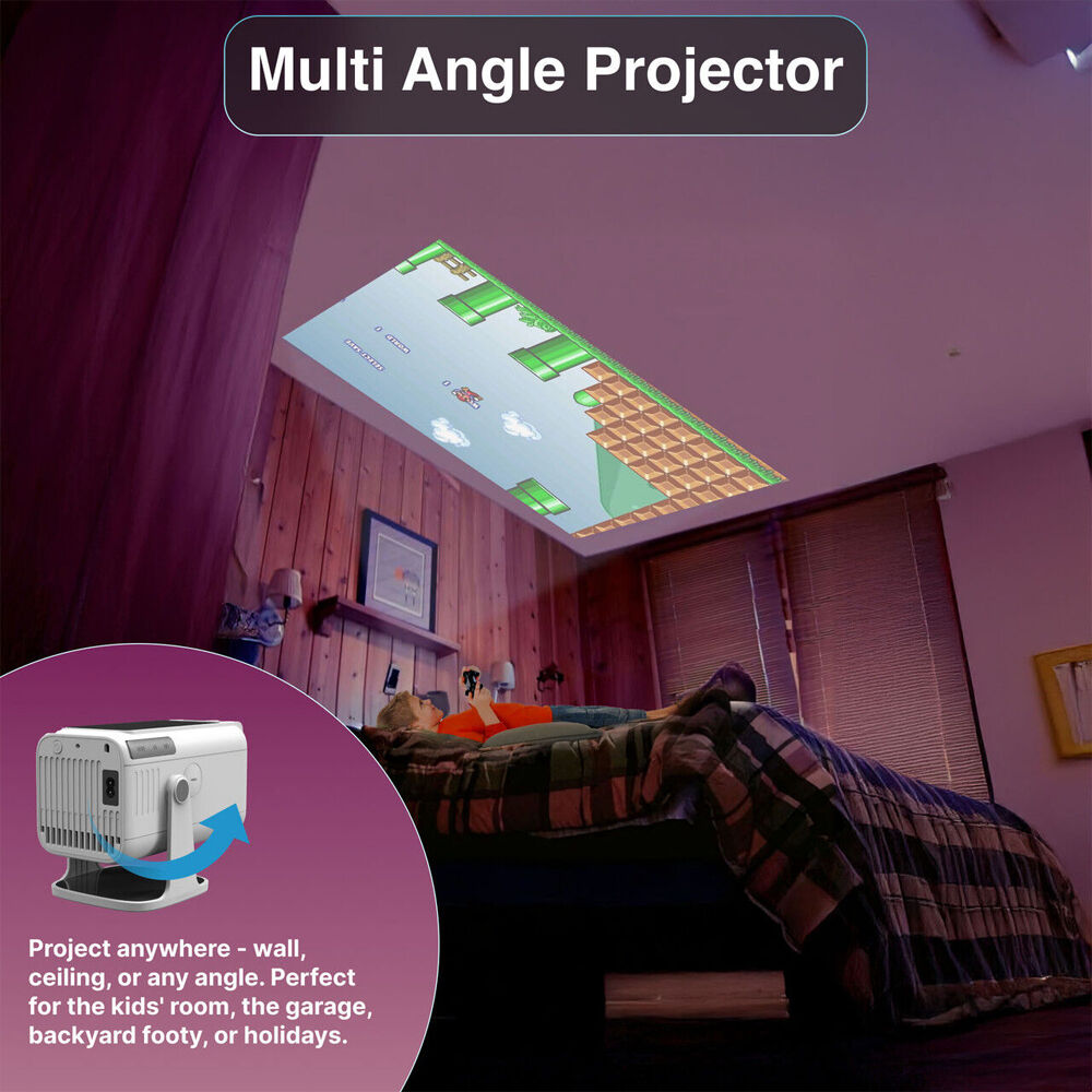 3pc Laser Precision Outdoor Gaming Projector Soundbar Screen Bundle HD Bluetooth
