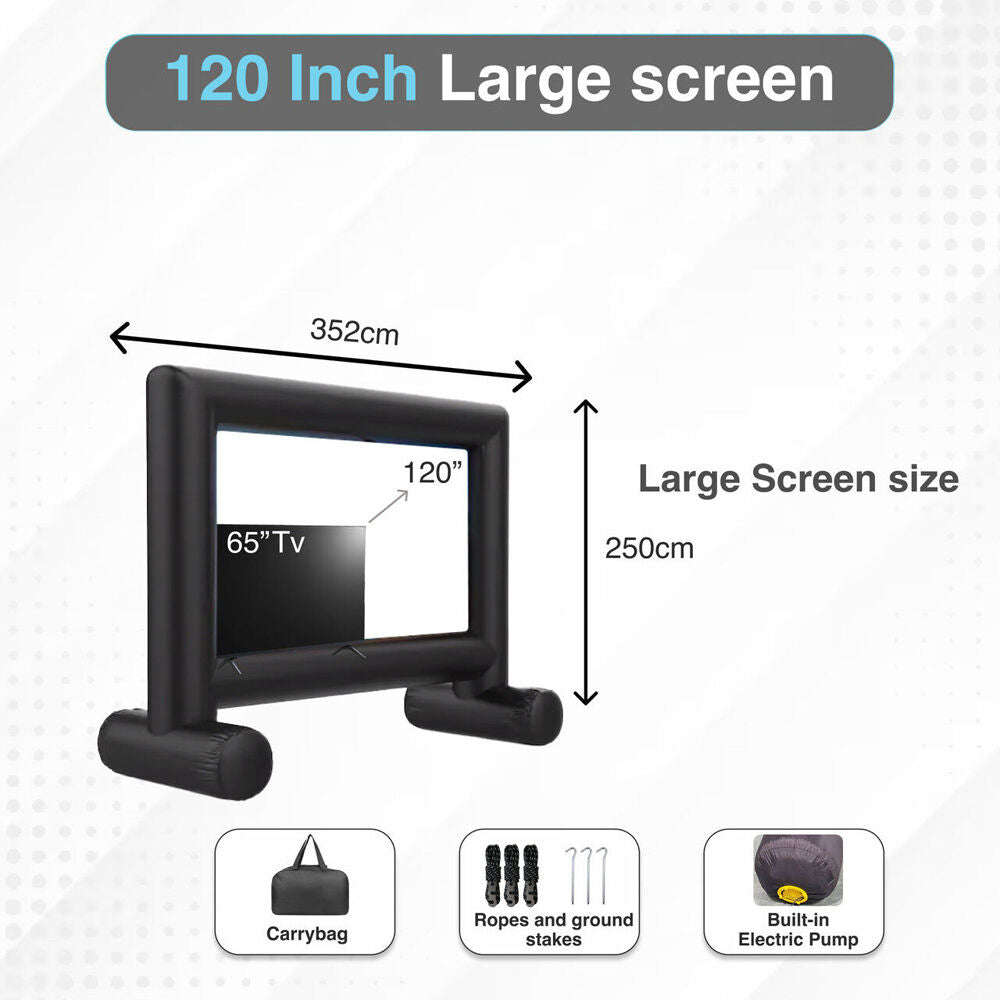 3pc Laser Precision Outdoor Gaming Projector Soundbar Screen Bundle HD Bluetooth